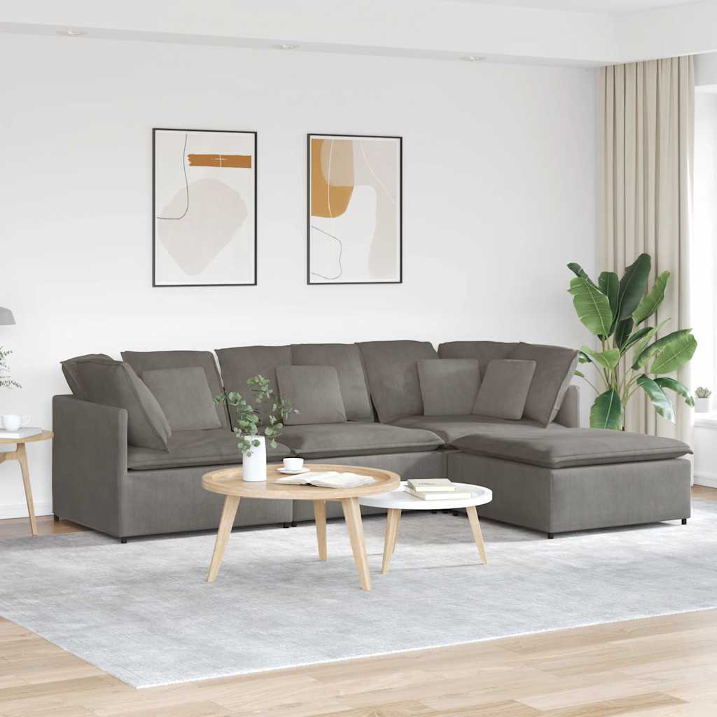 3321317_1.jpg Modulares Sofa mit Fusshocker Kissen Cordstoff – Bild 1
