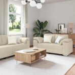 Sofa 3 pcs Beige 219 x 80 x 82 cm Leinen