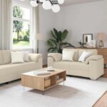 Sofa 3 pcs Beige 219 x 80 x 82 cm Leinen