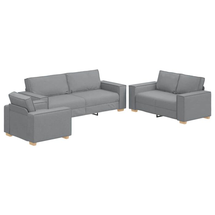 Sofa 3 pcs Hellgrau 220 x 80 x 84 cm Stoff – Bild 2