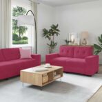 2-teiliges Sofa-Set mit Kissen, dunkelgrüner Samt