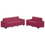 2-teiliges Sofa-Set mit Kissen, dunkelgrüner Samt – Bild 2