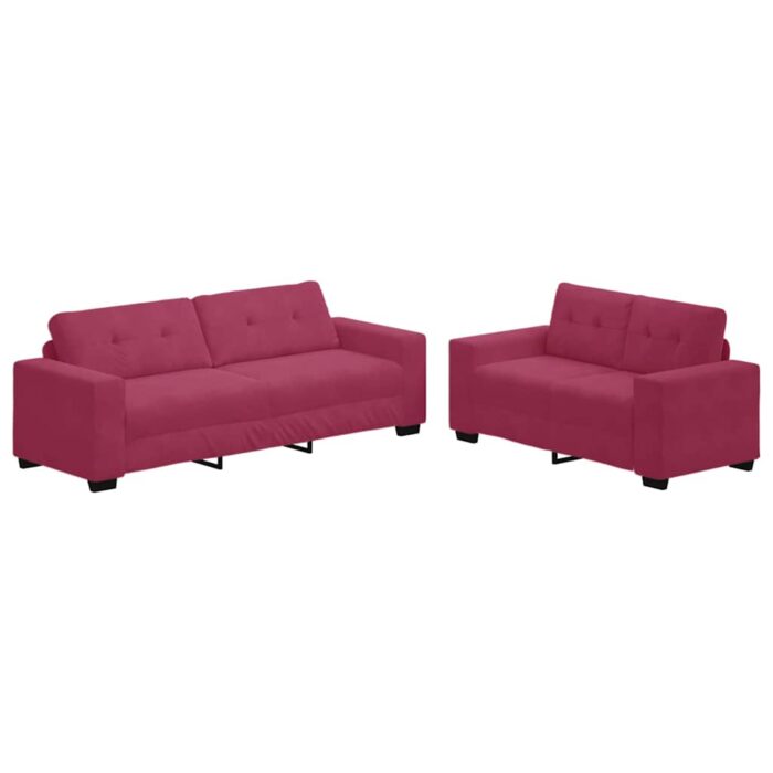2-teiliges Sofa-Set mit Kissen, dunkelgrüner Samt – Bild 2