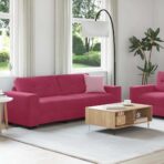 2-teiliges Sofa-Set mit Kissen, dunkelgrüner Samt – Bild 3