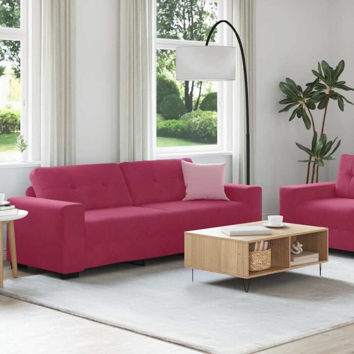 2-teiliges Sofa-Set mit Kissen, dunkelgrüner Samt – Bild 3
