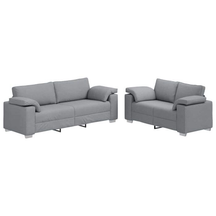 Sofa 2 pcs Hellgrau 219 x 80 x 82 cm Stoff – Bild 2