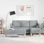 Sofa Set mit Kissen 2 pcs Hellgrau Polyester