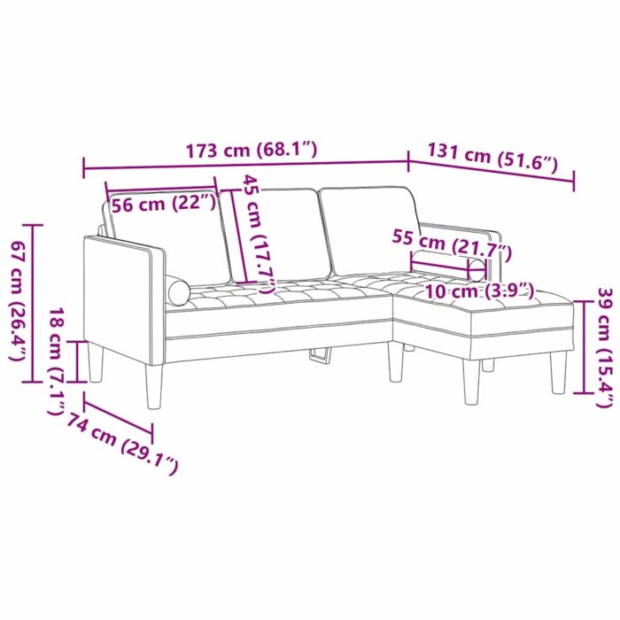 Sofa Set mit Kissen 2 pcs Hellgrau Polyester – Bild 12