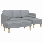 Sofa Set mit Kissen 2 pcs Hellgrau Polyester – Bild 2