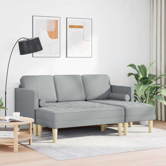 Sofa Set mit Kissen 2 pcs Hellgrau Polyester – Bild 3