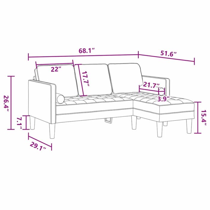 Sofa Set mit Kissen 2 pcs Hellgrau Polyester – Bild 12