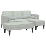 Sofa Set mit Kissen 2 pcs Hellgrau Polyester – Bild 2