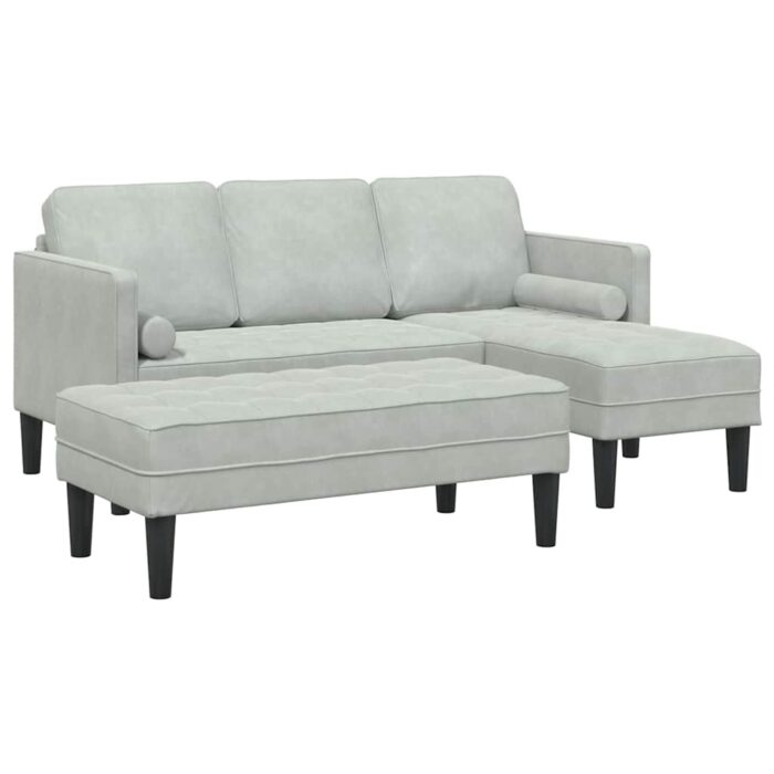 Sofa Set mit Kissen 2 pcs Hellgrau Polyester – Bild 2