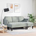 Sofa Set mit Kissen 2 pcs Hellgrau Polyester – Bild 3