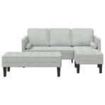 Sofa Set mit Kissen 2 pcs Hellgrau Polyester – Bild 6