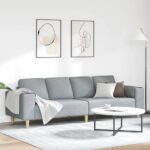 Wohnzimmer Couch Hellgrau 250 x 77 x 76 cm Polyester