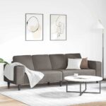 Sofa mit Kissen Hellgrau 250 x 77 x 76 cm Cordstoff