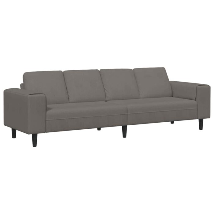 Sofa mit Kissen Hellgrau 250 x 77 x 76 cm Cordstoff – Bild 2