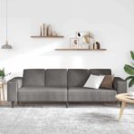 Sofa mit Kissen Hellgrau 250 x 77 x 76 cm Cordstoff – Bild 3