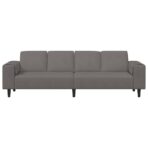 Sofa mit Kissen Hellgrau 250 x 77 x 76 cm Cordstoff – Bild 4