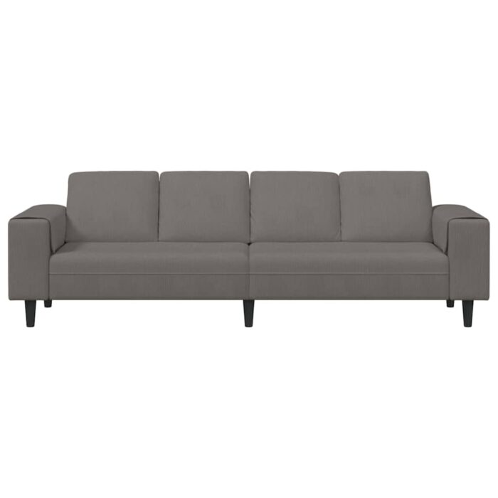Sofa mit Kissen Hellgrau 250 x 77 x 76 cm Cordstoff – Bild 4