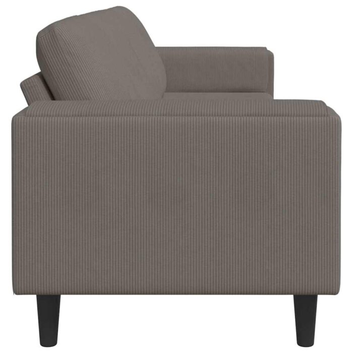 Sofa mit Kissen Hellgrau 250 x 77 x 76 cm Cordstoff – Bild 5