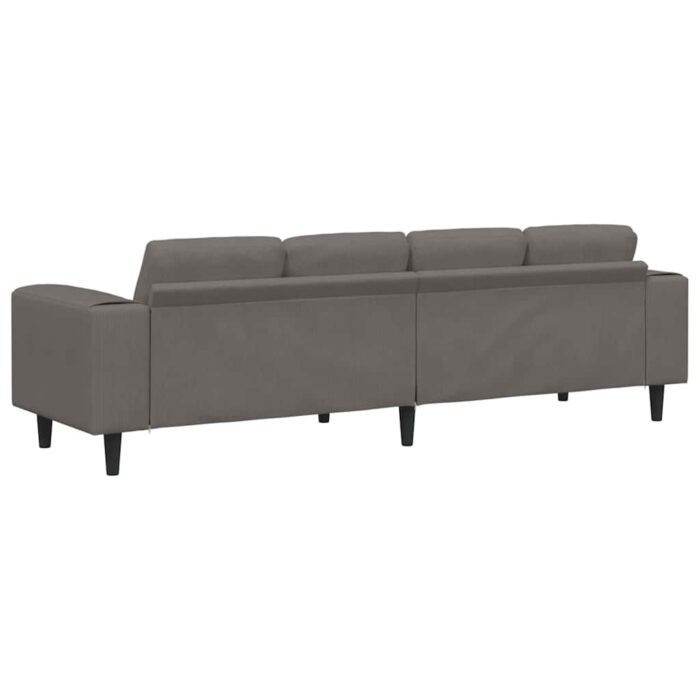 Sofa mit Kissen Hellgrau 250 x 77 x 76 cm Cordstoff – Bild 6