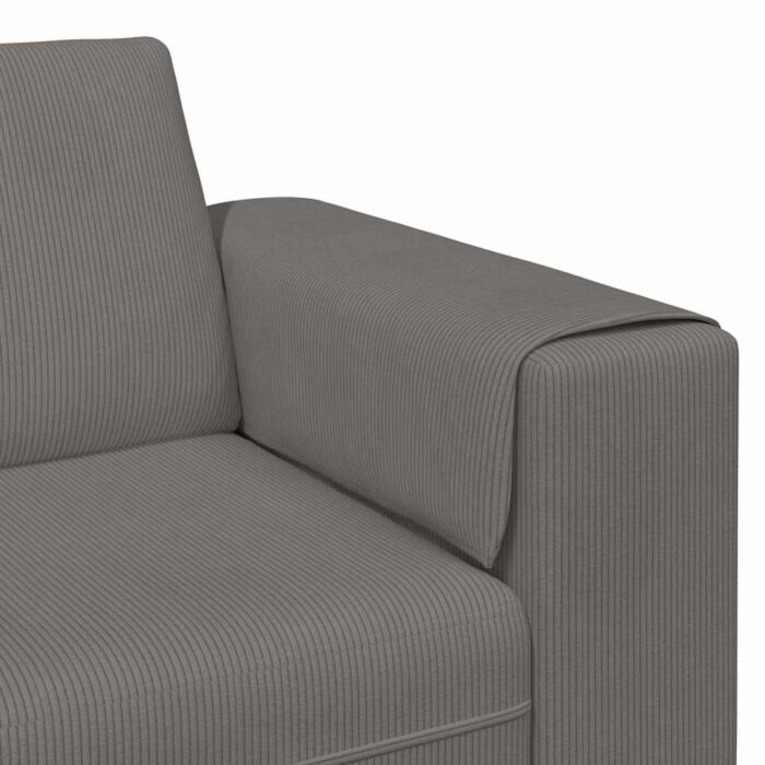 Sofa mit Kissen Hellgrau 250 x 77 x 76 cm Cordstoff – Bild 7