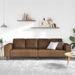 Wohnzimmer Couch Hellgrau 250 x 77 x 76 cm – Bild 3