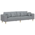 Sofa mit Kissen Hellgrau 250 x 77 x 76 cm Stoff – Bild 2