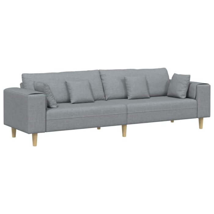 Sofa mit Kissen Hellgrau 250 x 77 x 76 cm Stoff – Bild 2