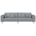Sofa mit Kissen Hellgrau 250 x 77 x 76 cm Stoff – Bild 4