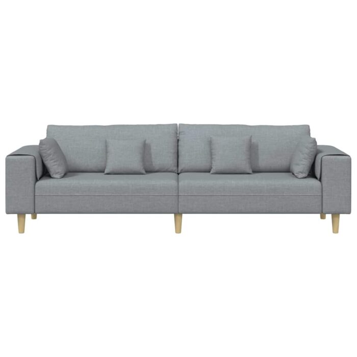 Sofa mit Kissen Hellgrau 250 x 77 x 76 cm Stoff – Bild 4
