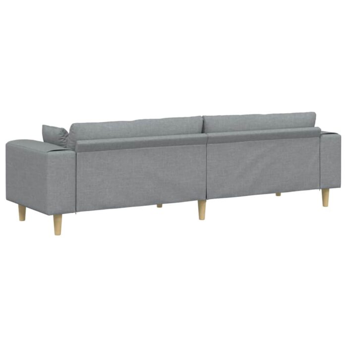 Sofa mit Kissen Hellgrau 250 x 77 x 76 cm Stoff – Bild 6