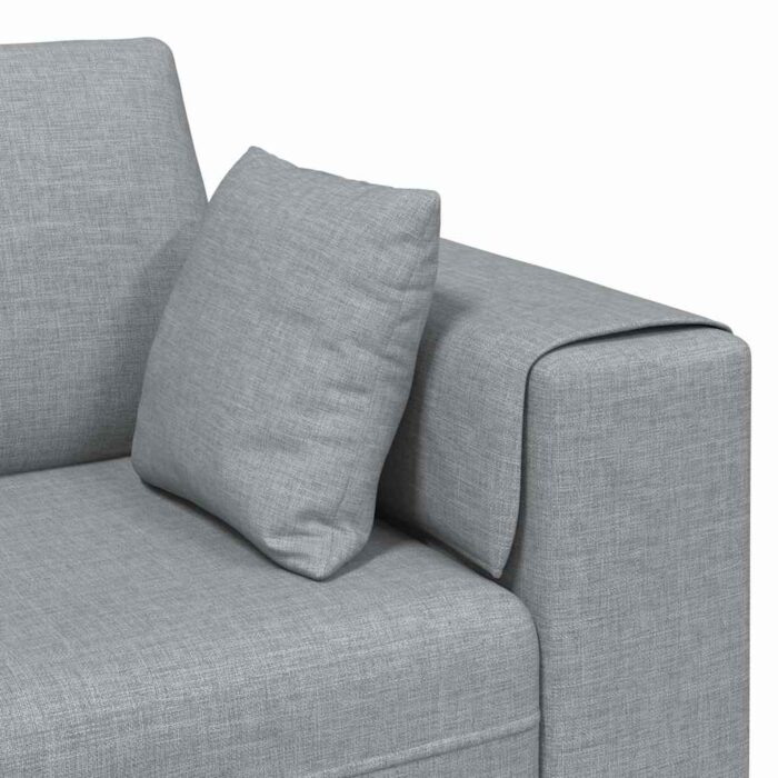 Sofa mit Kissen Hellgrau 250 x 77 x 76 cm Stoff – Bild 7