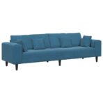 Sofa mit Kissen Blau 250 x 77 x 76 cm Samt – Bild 2