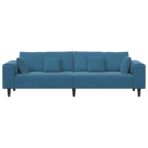 Sofa mit Kissen Blau 250 x 77 x 76 cm Samt – Bild 4