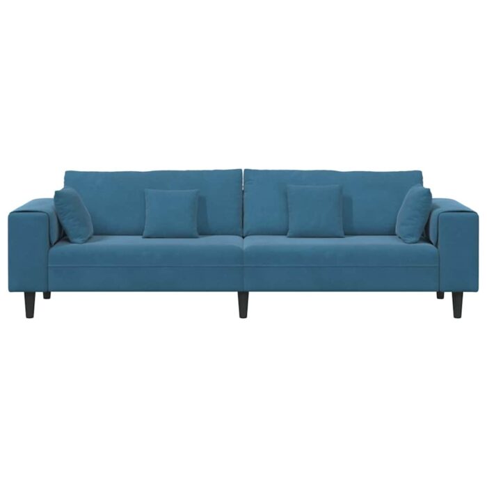 Sofa mit Kissen Blau 250 x 77 x 76 cm Samt – Bild 4