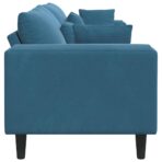 Sofa mit Kissen Blau 250 x 77 x 76 cm Samt – Bild 5