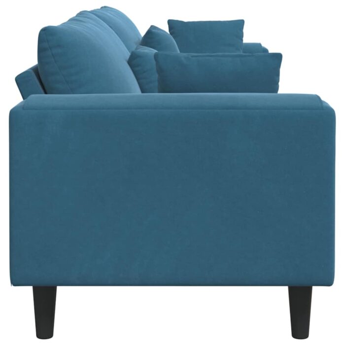 Sofa mit Kissen Blau 250 x 77 x 76 cm Samt – Bild 5