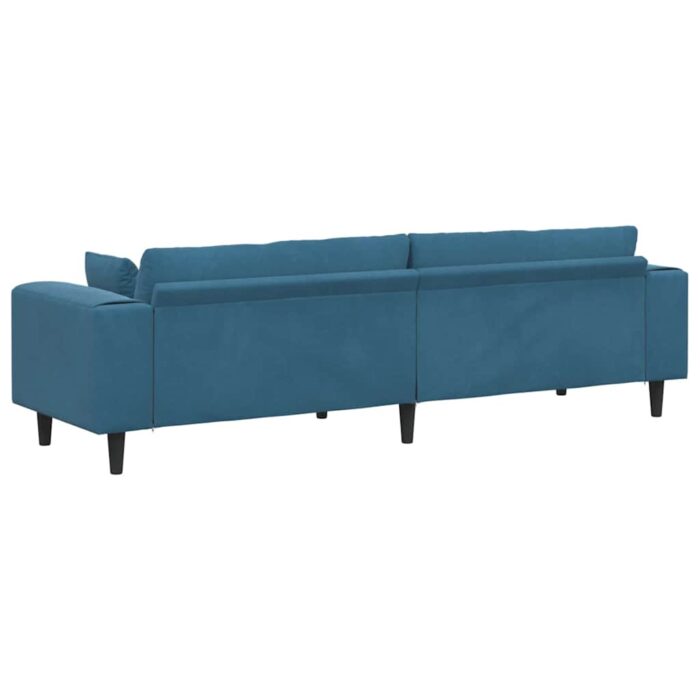 Sofa mit Kissen Blau 250 x 77 x 76 cm Samt – Bild 6