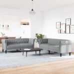 Wohnzimmer Couch 2 pcs Hellgrau Stoff