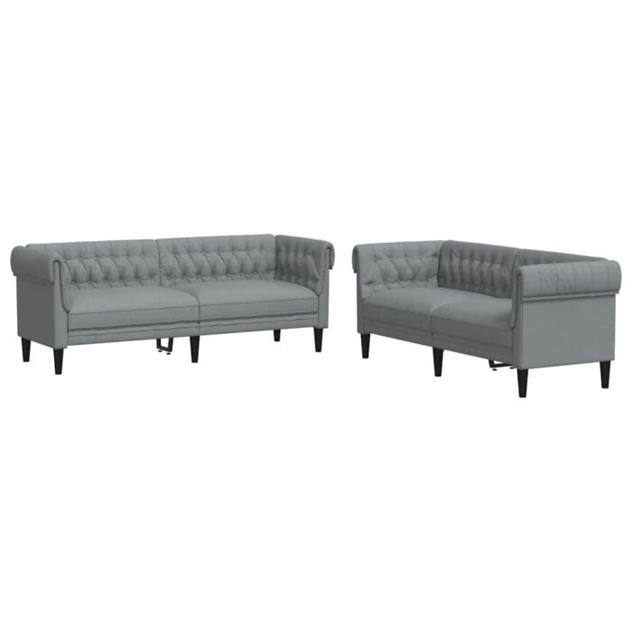 Wohnzimmer Couch 2 pcs Hellgrau Stoff – Bild 2