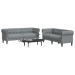 Wohnzimmer Couch 2 pcs Hellgrau Stoff – Bild 3