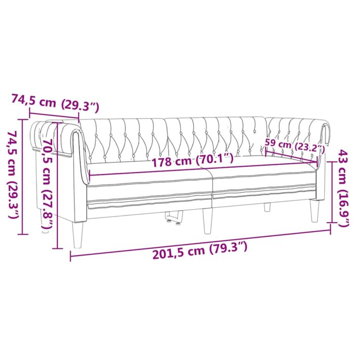 Wohnzimmer Couch 2 pcs Hellgrau Stoff – Bild 9