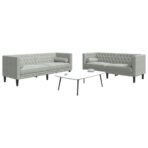 Wohnzimmer Couch 2 pcs Hellgrau 194 x 74,5 x 70,5 cm Samt – Bild 3