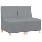 Modulares Armfreies Sofa 2 pcs Hellgrau 55 x 74 x 82 cm Stoff – Bild 2