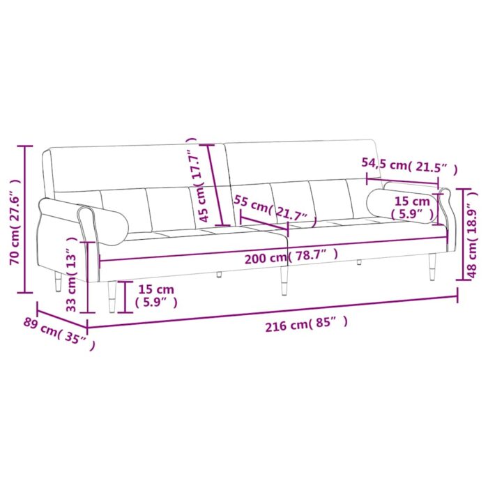 Schlafsofa mit Kissen Blau Samt – Bild 12