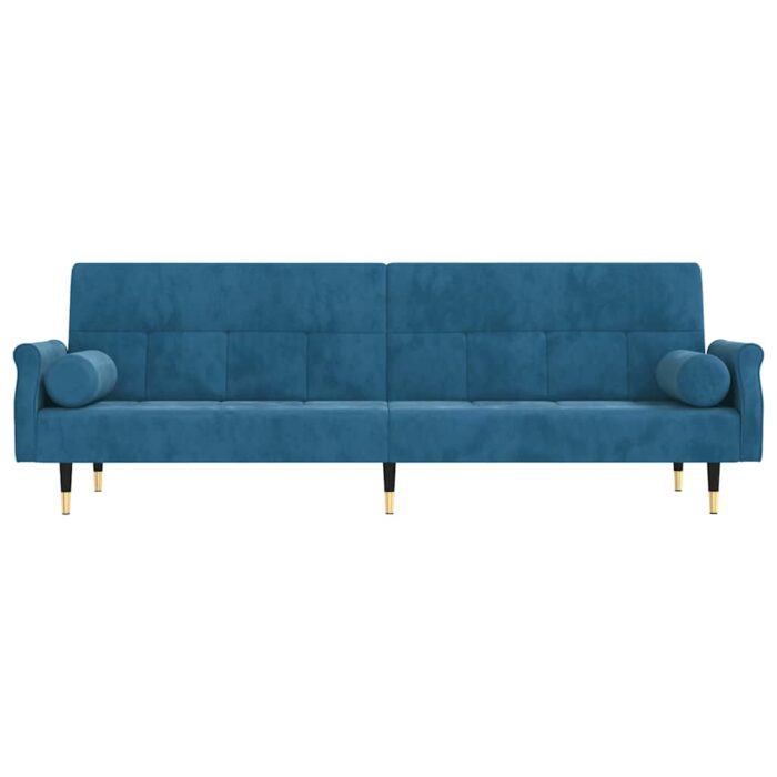 Schlafsofa mit Kissen Blau Samt – Bild 4