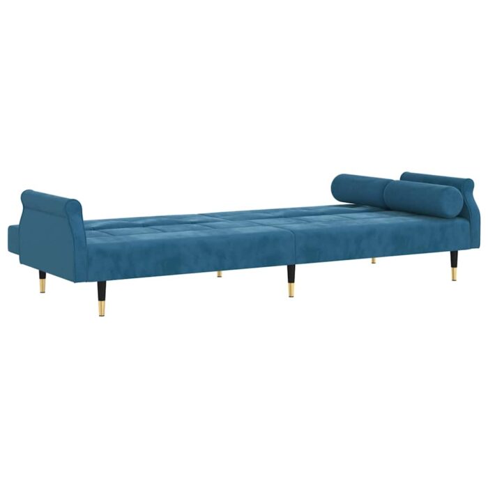 Schlafsofa mit Kissen Blau Samt – Bild 5